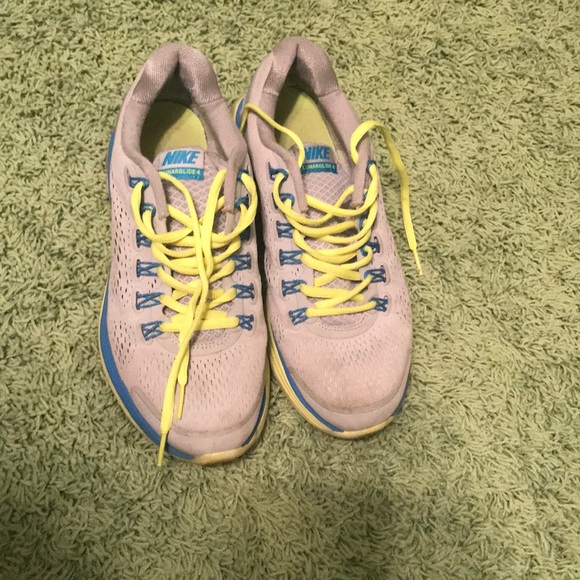 Big Kids Nike Lunarglide 4 Grey/Blue/yellow - Picture 2 of 5